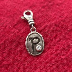 Retired Silpada Sterling Silver & Cz Initial P Lobster Clasp Pendant Charm